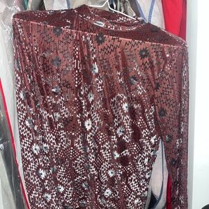 Velvet Aztec Sheer Long Sleeve Shirt Size Small